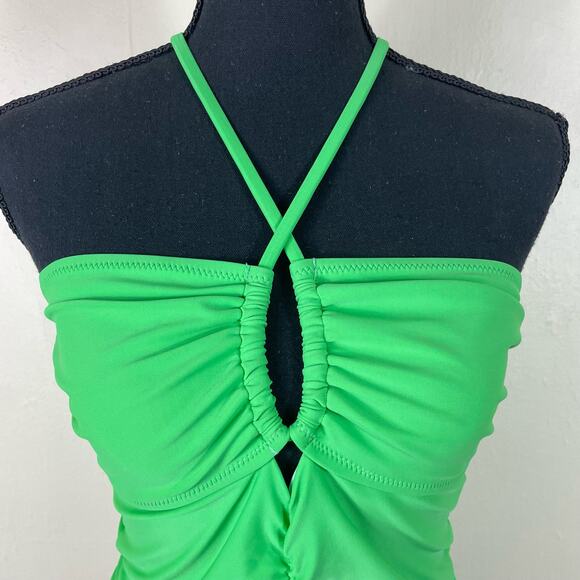 Scotch & Soda Bright Parakeet Ruched Front Halter Neck One Piece Swimsuit - Picture 3 of 13